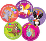 Birthday Assortment  120 stickers 5 Designs 